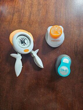 Lot of 3 punches - 2 corner design punches and 1 tab punch
